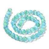 Natural Selenite Beads Strands, Grade A, Dyed, Round, Cyan, 8mm, Hole: 0.8mm, about 51~52pcs/strand, 15.16~15.35''(38.5~39cm), 2Strand/Set