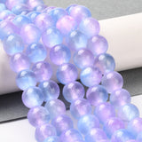 Natural Selenite Beads Strands, Grade A, Dyed, Round, Lilac, 8mm, Hole: 0.8mm, about 51~52pcs/strand, 15.16~15.35''(38.5~39cm), 2Strand/Set