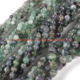 Natural Fluorite Beads Strands, Round, Grade AB, 8mm, Hole: 1mm, about 45~47pcs/strand, 15.16''(38.5cm), 5Strand/Set