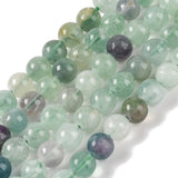 Natural Fluorite Beads Strands, Round, Grade AB, 8mm, Hole: 1mm, about 45~47pcs/strand, 15.16''(38.5cm), 5Strand/Set