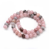 Natural Plum Blossom Jasper Beads Strands, Dyed, Round, 6~6.5mm, Hole: 1mm, about 63pcs/strand, 15.5 inch, 10Strand/Set