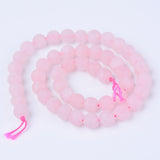 Natural Rose Quartz Beads Strands, Round, Frosted, 8~8.5mm, Hole: 1mm, about 47pcs/strand, 15.5 inch, 5Strand/Set