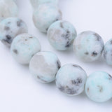 Natural Sesame Jasper/Kiwi Jasper Beads Strands, Round, Frosted, 8~8.5mm, Hole: 1mm, about 47pcs/strand, 15.5 inch, 5Strand/Set