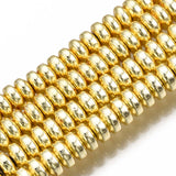 Electroplate Non-magnetic Synthetic Hematite Bead Strands, Rondelle, Golden Plated, 4x2mm, Hole: 1mm, about 180pcs/strand, 15.7 inch, 10Strand/Set