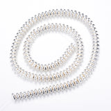 Electroplate Non-magnetic Synthetic Hematite Bead Strands, Rondelle, Silver Plated, 4x2mm, Hole: 1mm, about 180pcs/strand, 15.7 inch, 10Strand/Set