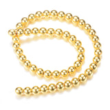 Electroplate Non-magnetic Synthetic Hematite Bead Strands, Long-Lasting Plated, Round, Golden Plated, 3mm, Hole: 1mm, about 130~140pcs/strand, 15.7 inch, 10Strand/Set