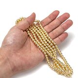Electroplate Non-magnetic Synthetic Hematite Beads Strands, Round, Golden Plated, 6mm, Hole: 1~1.5mm, about 67~72pcs/strand, 15.7 inch, 10Strand/Set