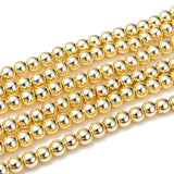Electroplate Non-magnetic Synthetic Hematite Beads Strands, Round, Golden Plated, 6mm, Hole: 1~1.5mm, about 67~72pcs/strand, 15.7 inch, 10Strand/Set