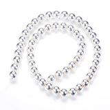 Electroplate Non-magnetic Synthetic Hematite Beads Strands, Round, Silver Plated, 6mm, Hole: 1~1.5mm, about 67~72pcs/strand, 15.7 inch, 10Strand/Set