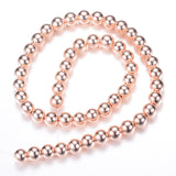 Electroplate Non-magnetic Synthetic Hematite Bead Strands, Round, Rose Gold Plated, 6mm, Hole: 1~1.5mm, about 67~72pcs/strand, 15.7 inch, 10Strand/Set