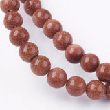 Goldstone Bead Strands, Round, 4mm, Hole: 0.5mm, about 95pcs/strand, 14.9 inch, 5Strand/Set