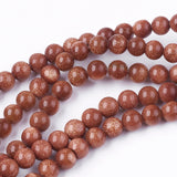 Goldstone Bead Strands, Round, 4mm, Hole: 0.5mm, about 95pcs/strand, 14.9 inch, 5Strand/Set