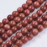 Synthetic Goldstone Bead Strands, Round, 6mm, Hole: 1mm, about 63pcs/strand, 14 inch, 5Strand/Set