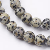 Natural Dalmatian Jasper Stone Bead Strands, Round, 8mm, Hole: 1mm, about 45~48pcs/strand, 14.9 inch, 5Strand/Set