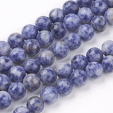 Natural Blue Spot Jasper Bead Strands, Round, 6mm, Hole: 1mm, about 61~65pcs/strand, 15 inch, 5Strands/Set