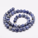 Natural Blue Spot Jasper Bead Strands, Round, 6mm, Hole: 1mm, about 61~65pcs/strand, 15 inch, 5Strands/Set