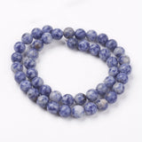 Natural Blue Spot Jasper Bead Strands, Round, 6mm, Hole: 1mm, about 61~65pcs/strand, 15 inch, 5Strands/Set