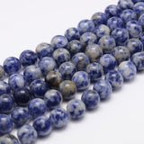 Natural Blue Spot Jasper Bead Strands, Round, 6mm, Hole: 1mm, about 61~65pcs/strand, 15 inch, 5Strands/Set