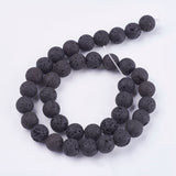 Natural Lava Rock Bead Strands, Round, 10mm, Hole: 1mm, about 40pcs/strand, 15.7 inch, 5Strands/Set