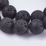 Natural Lava Rock Bead Strands, Round, 10mm, Hole: 1mm, about 40pcs/strand, 15.7 inch, 5Strands/Set