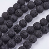 Natural Lava Rock Bead Strands, Round, 10mm, Hole: 1mm, about 40pcs/strand, 15.7 inch, 5Strands/Set