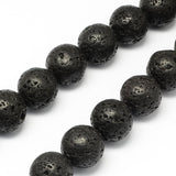 Natural Lava Rock Beads Strands, Round, 12mm, Hole: 1.2mm, about 32pcs/strand, 5Strand/Set