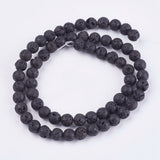 Natural Lava Rock Bead Strands, Round, 6.5mm, Hole: 0.5mm, about 63pcs/strand, 14.9 inch, 5Strands/Set