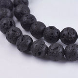 Natural Lava Rock Bead Strands, Round, 6.5mm, Hole: 0.5mm, about 63pcs/strand, 14.9 inch, 5Strands/Set