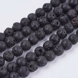 Natural Lava Rock Bead Strands, Round, 6.5mm, Hole: 0.5mm, about 63pcs/strand, 14.9 inch, 5Strands/Set