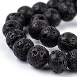 Natural Lava Rock Bead Strands, Round, 8mm, Hole: 1mm, about 50pcs/strand, 15.7 inch, 5Strands/Set