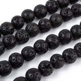 Natural Lava Rock Bead Strands, Round, 8mm, Hole: 1mm, about 50pcs/strand, 15.7 inch, 5Strands/Set