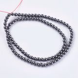 Non-magnetic Synthetic Hematite Bead Strands, Round, Black, 4mm, Hole: 0.5mm, about 95pcs/strand, 14.9 inch, 5Strand/Set