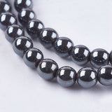 Non-magnetic Synthetic Hematite Bead Strands, Round, Black, 4mm, Hole: 0.5mm, about 95pcs/strand, 14.9 inch, 5Strand/Set