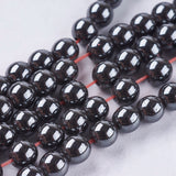 Non-magnetic Synthetic Hematite Bead Strands, Round, Black, 4mm, Hole: 0.5mm, about 95pcs/strand, 14.9 inch, 5Strand/Set