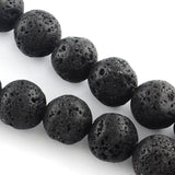 Natural Lava Rock Gemstone Round Bead Strands, Black, 10mm, Hole: 1.2mm, about 36pcs/strand, 15.7 inch, 10Strand/Set