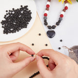 Natural Lava Rock Gemstone Round Bead Strands, Black, 4~5mm, Hole: 0.8mm, about 94pcs/strand, 15.7 inch, 10Strand/Set