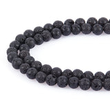 Natural Lava Rock Gemstone Round Bead Strands, Black, 4~5mm, Hole: 0.8mm, about 94pcs/strand, 15.7 inch, 10Strand/Set