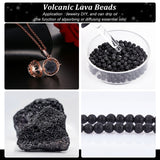 Natural Lava Rock Gemstone Round Bead Strands, Black, 4~5mm, Hole: 0.8mm, about 94pcs/strand, 15.7 inch, 10Strand/Set