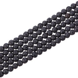 Natural Lava Rock Gemstone Round Bead Strands, Black, 4~5mm, Hole: 0.8mm, about 94pcs/strand, 15.7 inch, 10Strand/Set