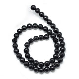 Synthetic Black Stone Bead Strands, Round, 8~9mm, Hole: 1mm, about 46pcs/strand, 15.3 inch, 10Strand/Set