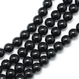 Synthetic Black Stone Bead Strands, Round, 8~9mm, Hole: 1mm, about 46pcs/strand, 15.3 inch, 10Strand/Set