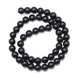 Synthetic Black Stone Bead Strands, Frosted, Round, 8~9mm, Hole: 1mm, about 46pcs/strand, 15.3 inch, 10Strand/Set