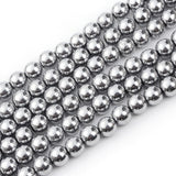 Non-magnetic Synthetic Hematite Beads Strands, Grade A, Round, Platinum Plated, 4mm, Hole: 1mm, about 95~100pcs/strand, 15.5 inch, 20Strand/Set