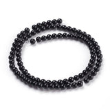 Round Natural Black Onyx Beads Strands, 4mm, Hole: 0.8mm, about 94pcs/strand, 15.7 inch, 10Strand/Set