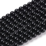 Round Natural Black Onyx Beads Strands, 4mm, Hole: 0.8mm, about 94pcs/strand, 15.7 inch, 10Strand/Set