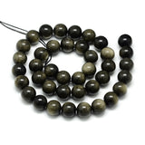 Natural Golden Sheen Obsidian Beads Strands, Round, 6x6mm, Hole: 1mm, about 62pcs/strand, 15.5 inch, 5Strand/Set