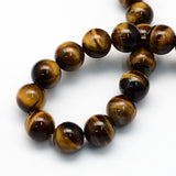 Natural Tiger Eye Round Beads Strands,  8.5mm, Hole: 1.2mm, about 46~48pcs/strand, 15 inch, 5Strand/Set