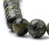 Natural Serpentine/Green Lace Stone Beads Strands, Round, 8mm, Hole: 1mm, about 46~49pcs/strand, 14.5~15.3 inch, 5Strand/Set