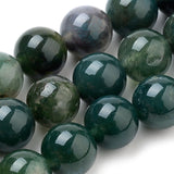 Natural Moss Agate Beads Strands, Round, 6mm, Hole: 1mm, about 59~62pcs/strand, 15 inch, 5Strand/Set