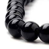 Natural Black Onyx Beads Strands, Dyed, Round, 8mm, Hole: 1mm, about 47pcs/strand, 15.7 inch, 5Strand/Set